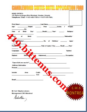 CANDLEWOOD SUITES EMPLOYMENT APPLICATION FORM